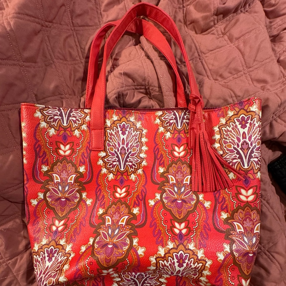 Sahara Sunset Paisley Ruberry Large Tote Bag